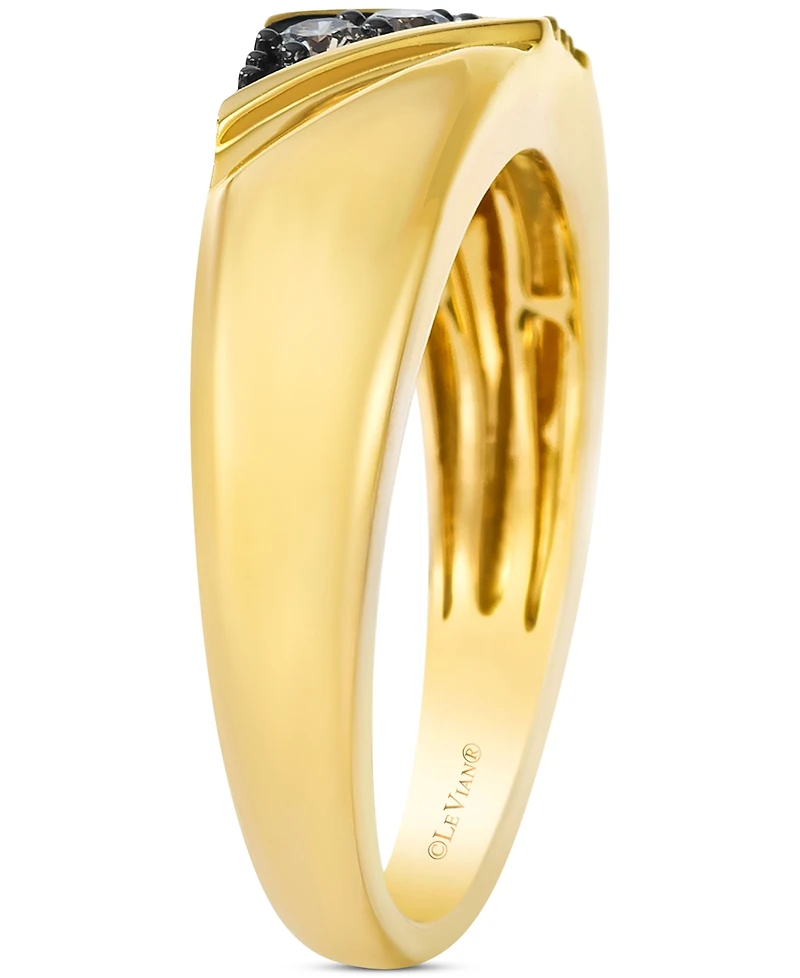 Le Vian Chocolatier Men's Chocolate Diamond Three Stone Diagonal Band (1/5 ct. t.w.) in 14k Gold