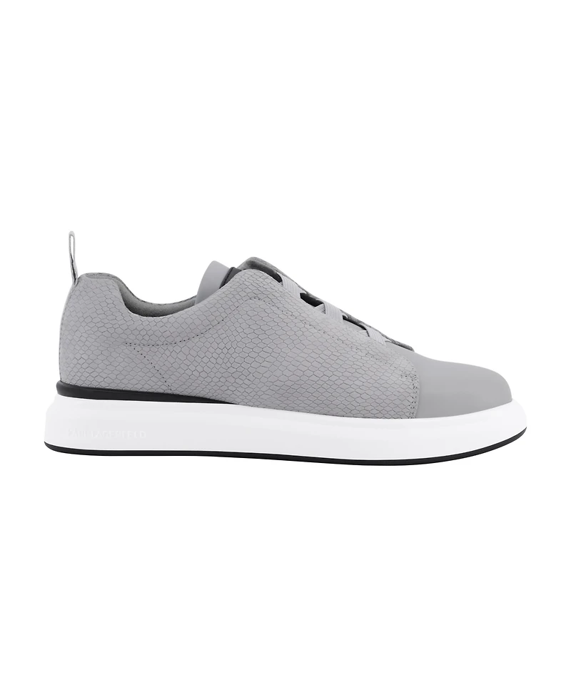 Karl Lagerfeld Paris Men's Front Crossed Reptile Print Slip On Sneakers