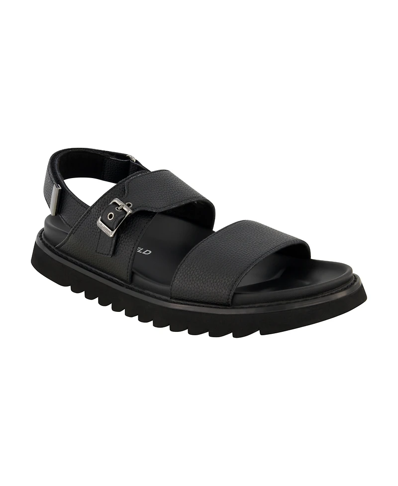 Karl Lagerfeld Paris Men's Tumbled Leather Fisherman Sandal