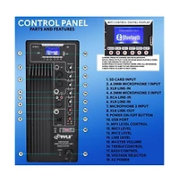 SereneLife 15" Bluetooth Pa Speaker System with Recording & Fm Radio, 1200W