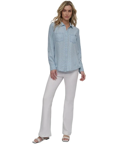 Dkny Jeans Women's Roll-Tab-Sleeve Button-Front Shirt