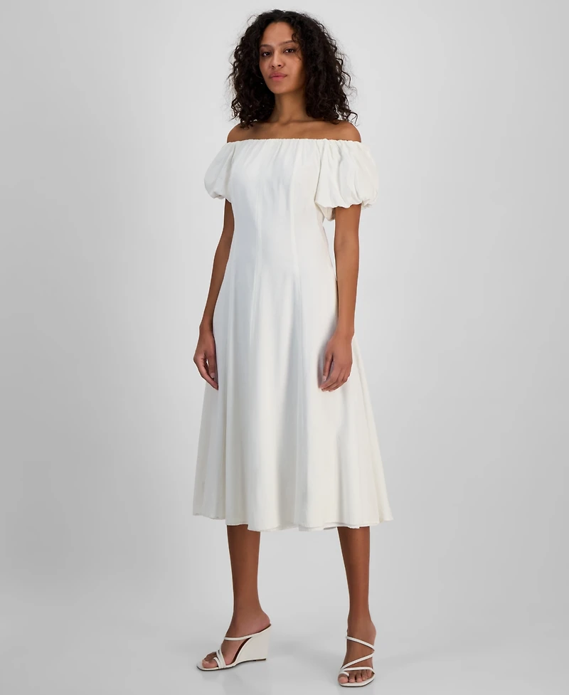 Sam Edelman Women's Off-The-Shoulder Puff-Sleeve A-Line Dress