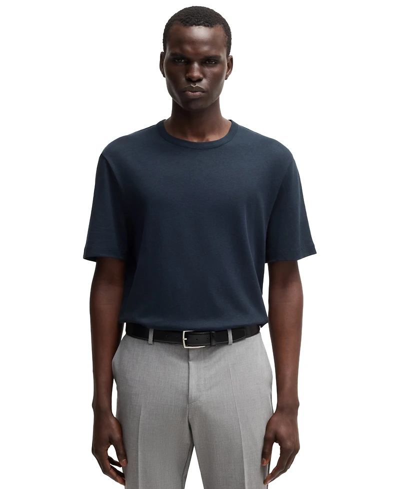 Boss by Hugo Men's Cotton Linen Regular-Fit T-Shirt