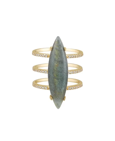 Adornia Fine Labradorite Marquis Ring 14k gold vermeil
