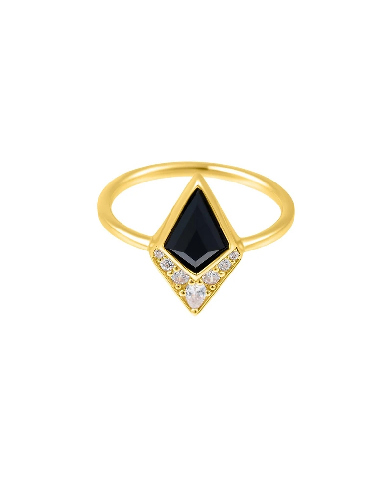 Adornia Fine Black Onyx Kite Ring 14k gold vermeil