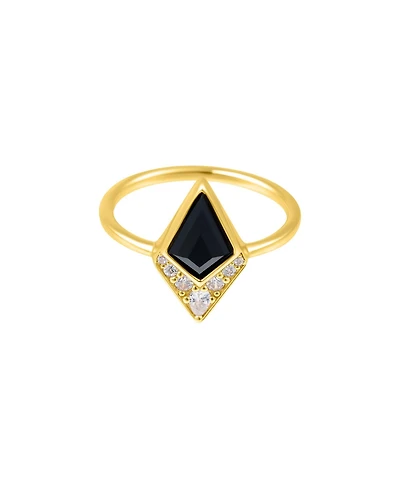 Adornia Fine Black Onyx Kite Ring 14k gold vermeil
