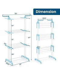 4-tier Clothes Drying Rack with Rotatable Side Wings and Collapsible Shelves