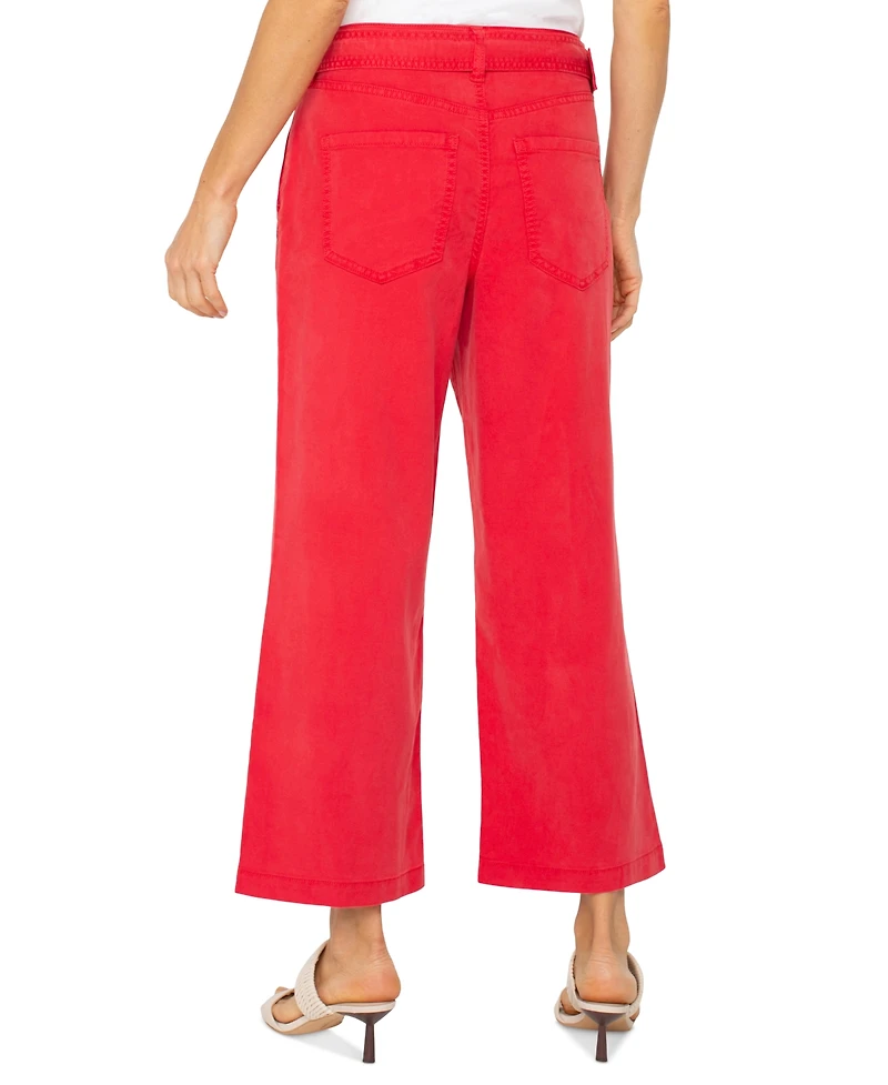 Liverpool Los Angeles Petite Cropped Belted Wide-Leg Pants