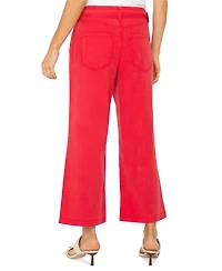 Liverpool Los Angeles Petite Cropped Belted Wide-Leg Pants