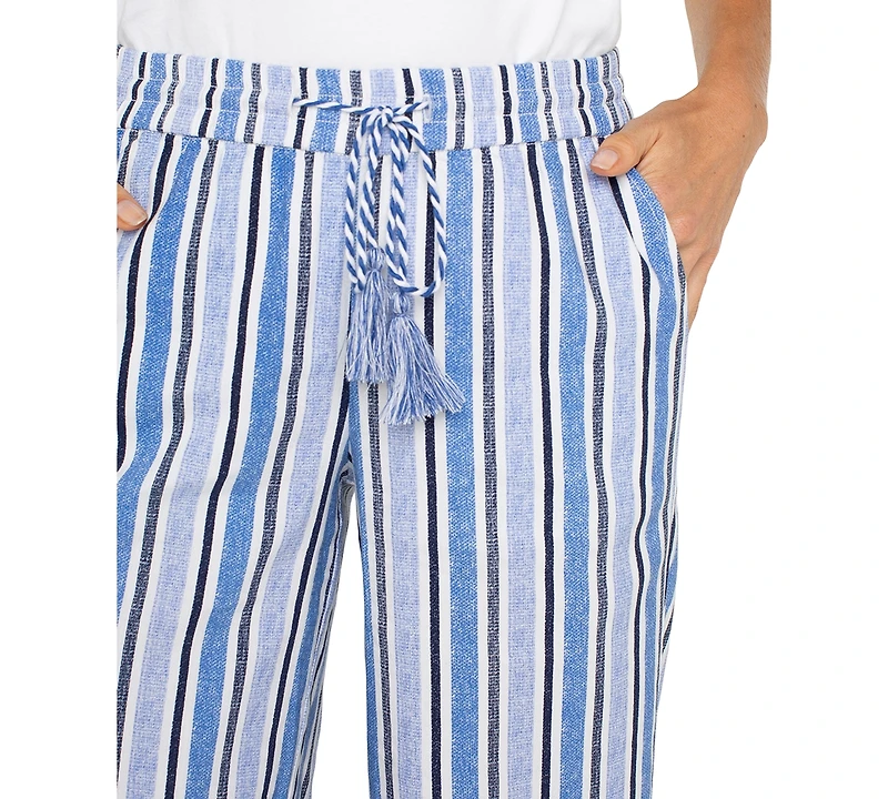Liverpool Los Angeles Petite Striped Drawstring-Waist Pants