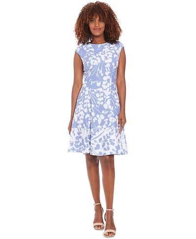 London Times Women's Floral-Print Fit & Flare Dress