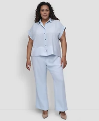 Dkny Plus Reverse Satin Button-Front Shirt