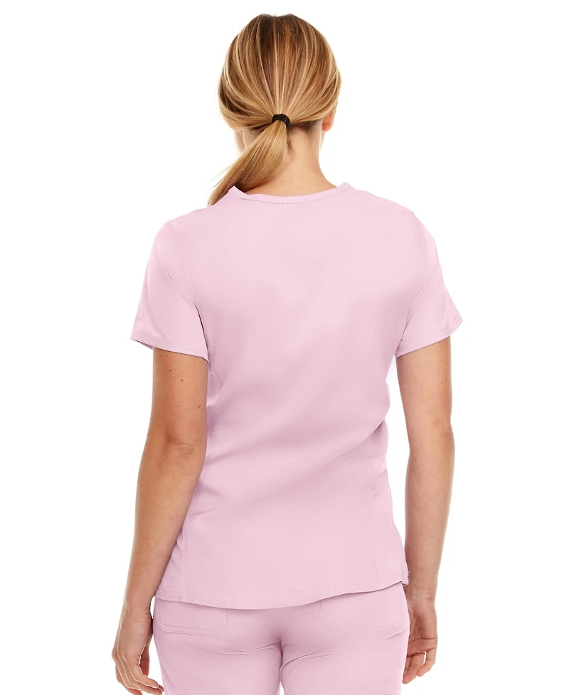 Medichic Plus Ruth 3-Pocket Multi Stitch V-Neck Scrub Top, Pewter, 3X Large