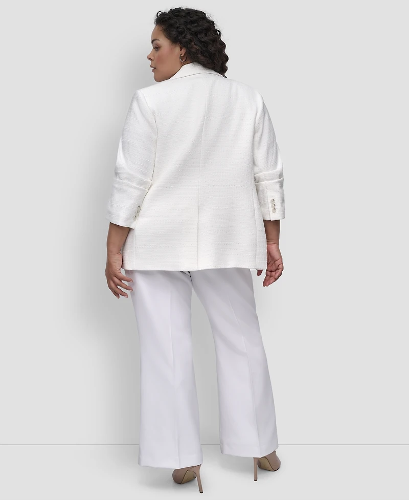 Dkny Plus Ruched-Sleeve One-Button Blazer