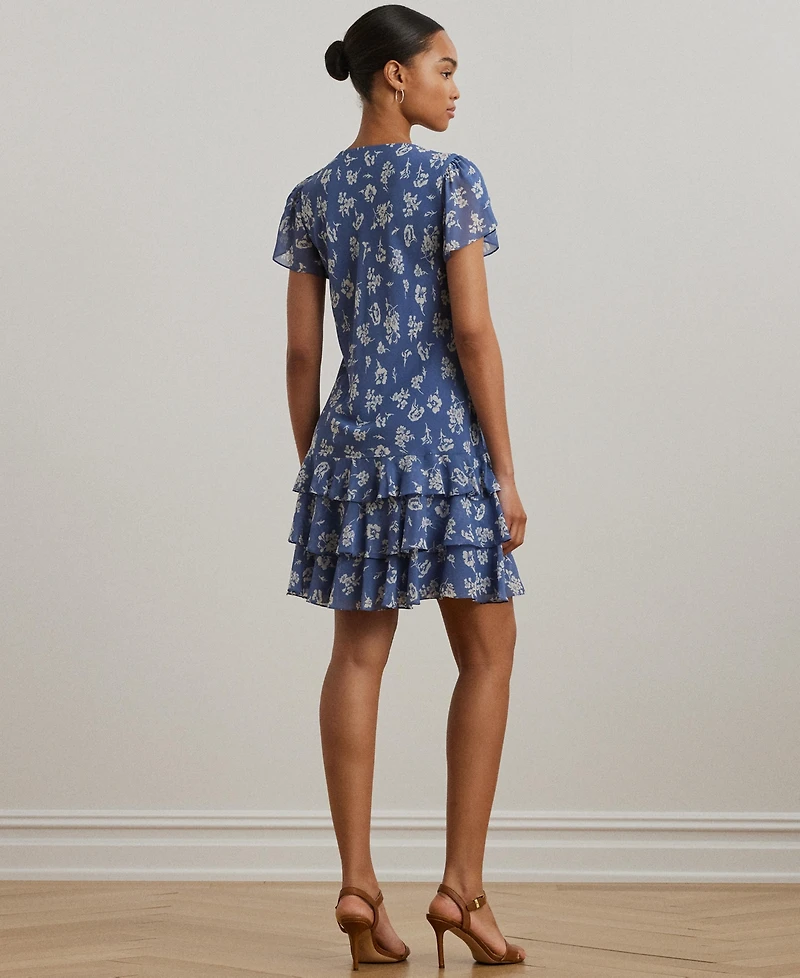 Lauren Ralph Women's Floral Georgette Drop-Waist Dress
