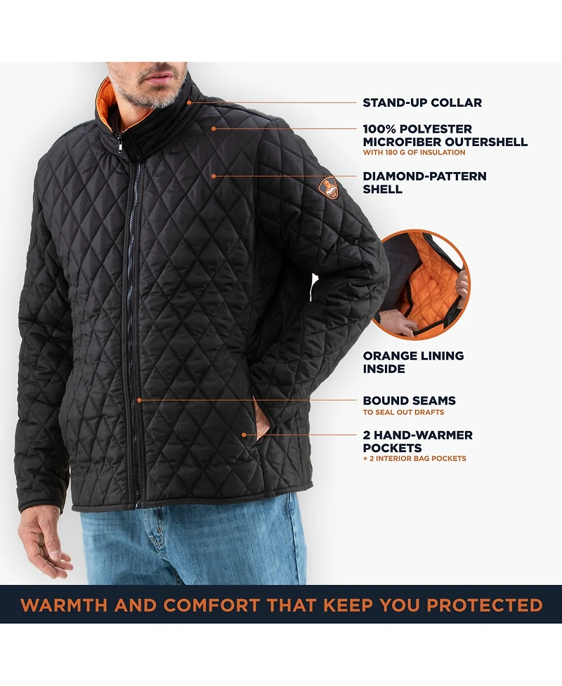 RefrigiWear Big & Tall Lightweight Diamond Quilted Jacket Versatile Fall Jacket, Warm Layered Outerwear