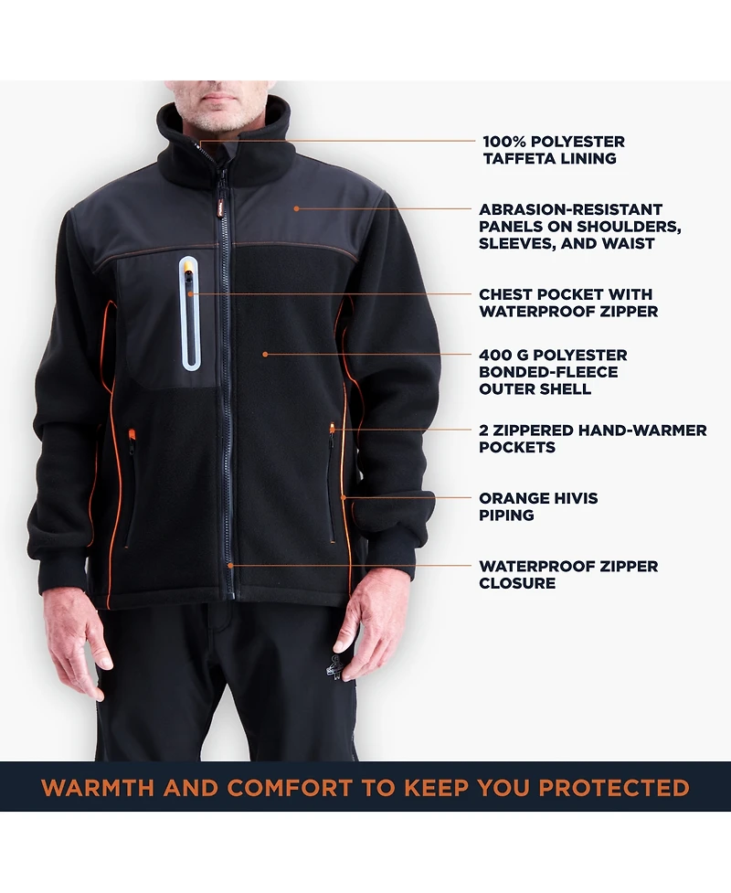 RefrigiWear Men's PolarForce Hybrid Fleece Jacket Warm Winter Coat, Lightweight, Flexible, Insulated Performance
