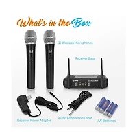 Pyle Premier Series Professional 2-Channel Uhf Wireless Handheld Microphone System with Selectable Frequency
