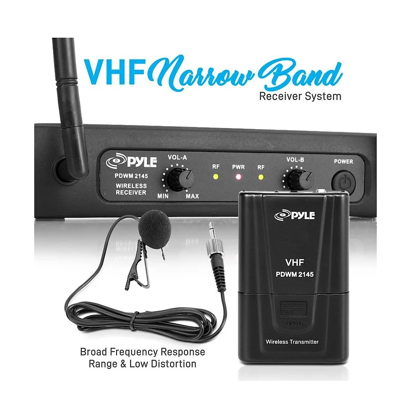 Pyle Wireless Microphone System – Vhf Fixed Frequency with Adjustable Volume Control