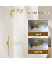 Casainc Two Functions 16 Inch Wall Mounted Thermostatic Shower System with Handheld