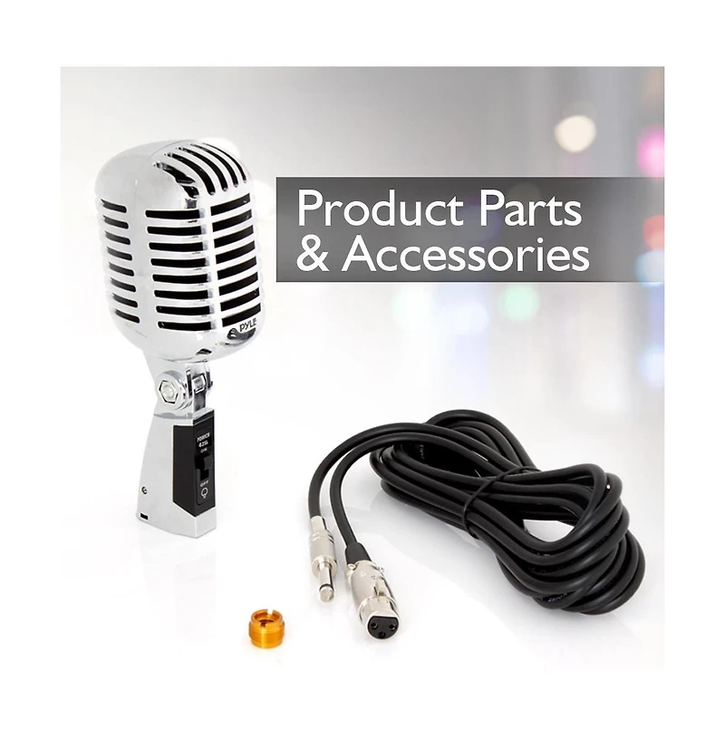 Pyle Classic Retro Dynamic Vocal Microphone – Vintage Style with 16' Xlr Cable (Silver)