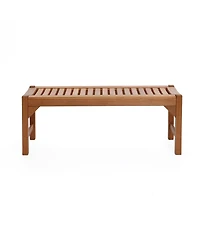 LuxenHome Natural Solid Wood 47.2-Inch Long Rectangle Sloping Seat Outdoor Bench