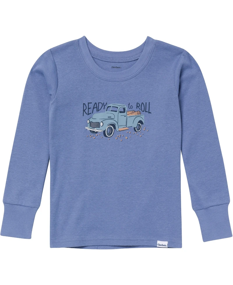 Gerber Toddler Boys 2-Piece Pajama Long Sleeve Top and Pant Set