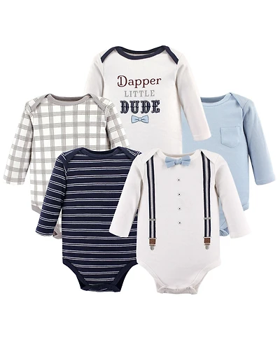 Little Treasure Baby Boys Treasure Five-Piece Set of Long-Sleeve Onesies