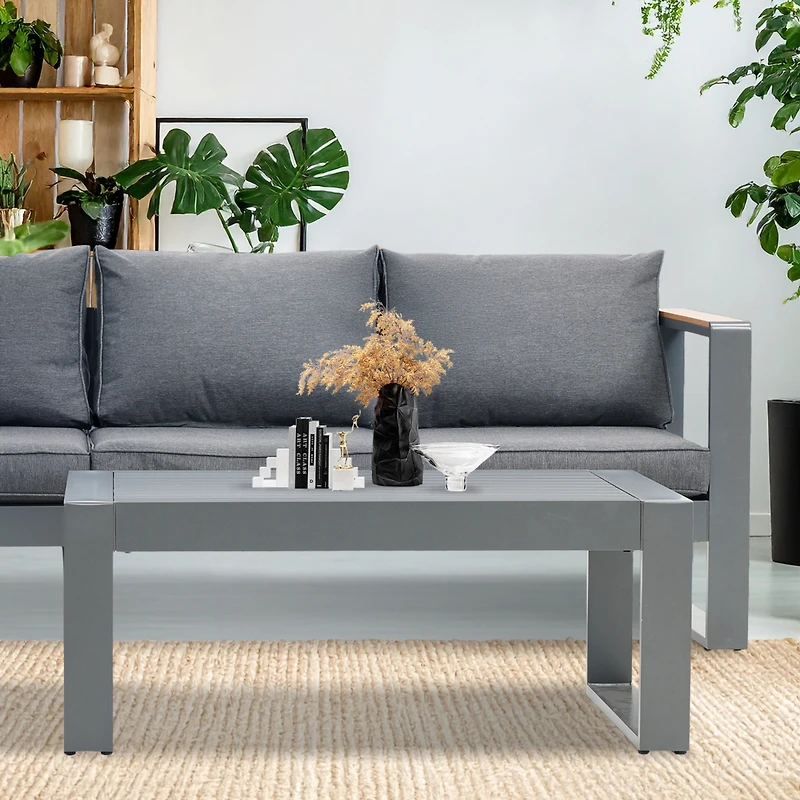 Aoodor Stylish and Durable Aluminum Outdoor Coffee Table Grey