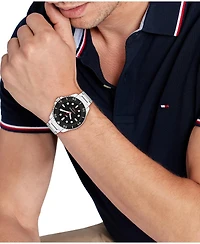 Tommy Hilfiger Men's Quartz Silver-Tone Stainless Steel Bracelet Watch, 42mm