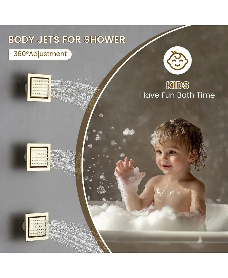 Casainc Ceiling-Mounted Thermostatic Shower System With Body Jets Handheld