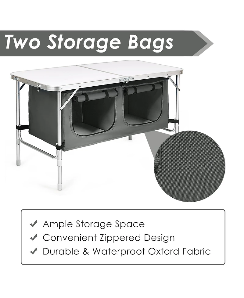Height Adjustable Folding Camping Table