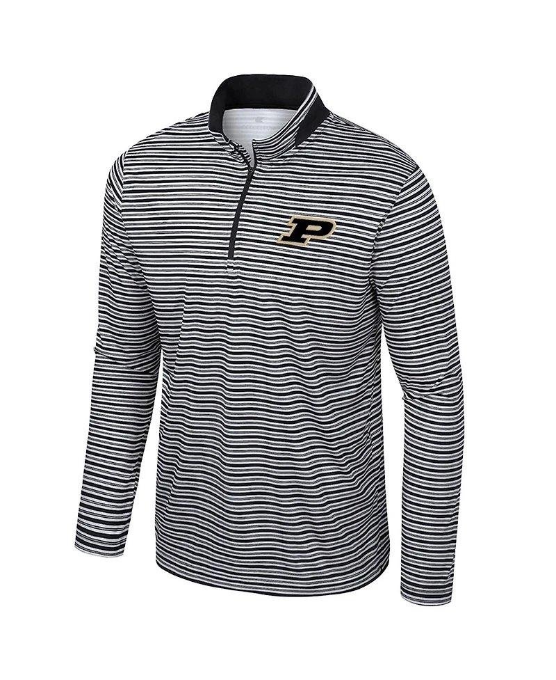 Colosseum Men's Black Purdue Boilermakers Striped Quarter-Zip Sweatshirt