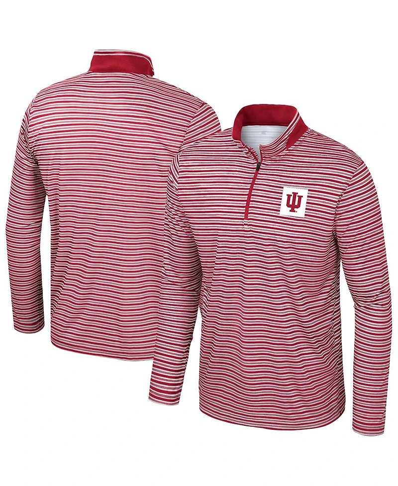 Colosseum Men's Crimson Indiana Hoosiers Striped Quarter-Zip Sweatshirt