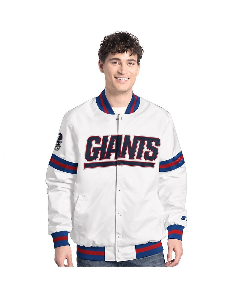 Starter Men's White New York Giants Scout Full-Snap Varsity Jacket