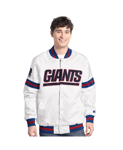 Starter Men's White New York Giants Scout Full-Snap Varsity Jacket