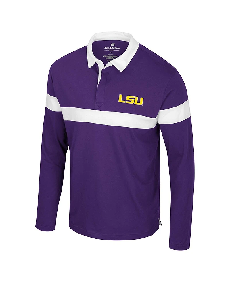 Colosseum Men's Purple Lsu Tigers Too Cool For School Long Sleeve Polo Shirt