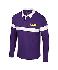 Colosseum Men's Purple Lsu Tigers Too Cool For School Long Sleeve Polo Shirt