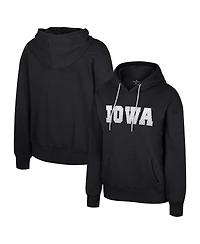 Colosseum Women's Black Iowa Hawkeyes Reflection Rhinestone Drawcord Pullover Hoodie