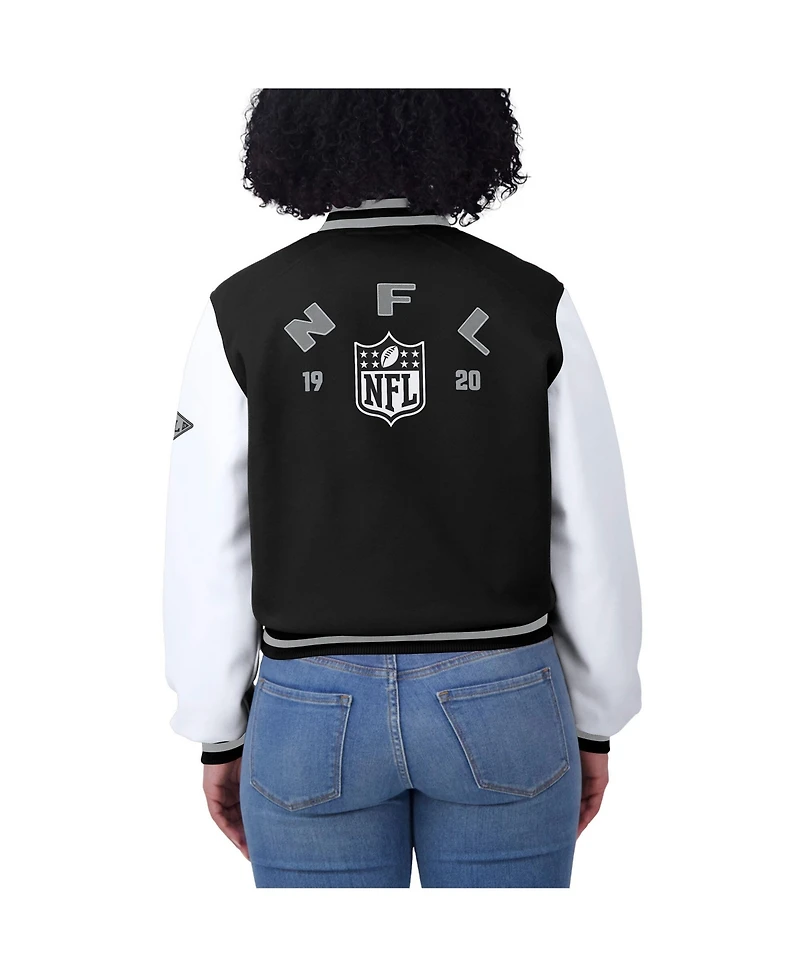 Wear by Erin Andrews Women's Black/White Nfl Varsity Full-Zip Jacket
