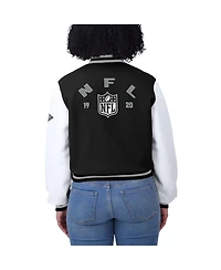Wear by Erin Andrews Women's Black/White Nfl Varsity Full-Zip Jacket