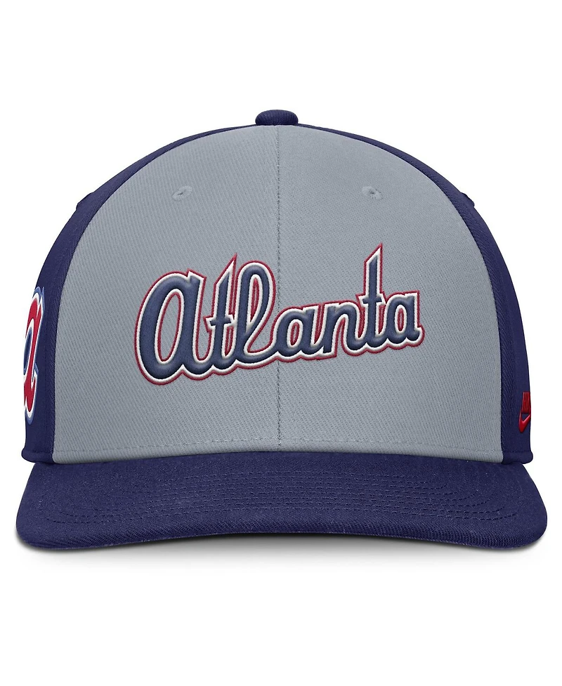 Nike Men's Gray/Royal Atlanta Braves Pro Performance Snapback Hat