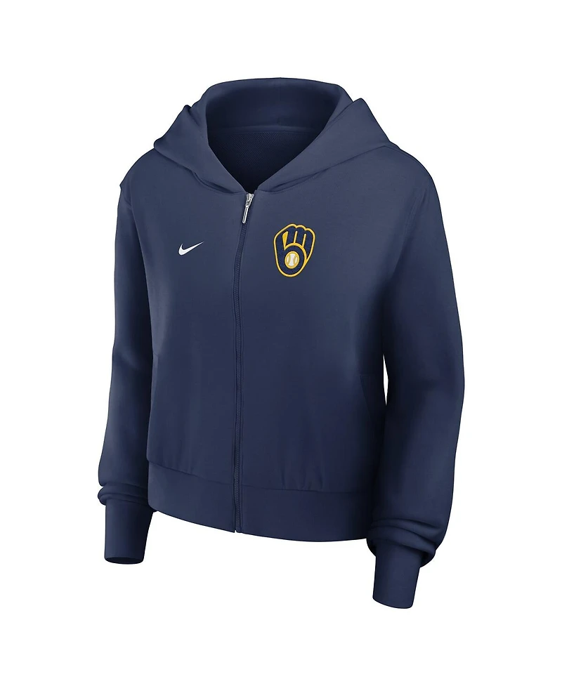 Nike Women's Navy Milwaukee Brewers Lightweight Full-Zip Hoodie