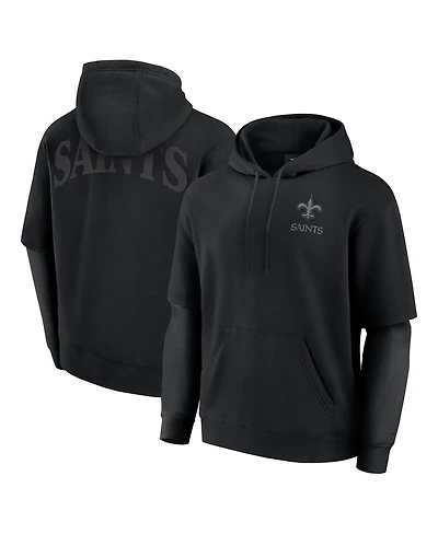 Fanatics Men's and Women's Black New Orleans Saints Sleek Elements Pullover Hoodie