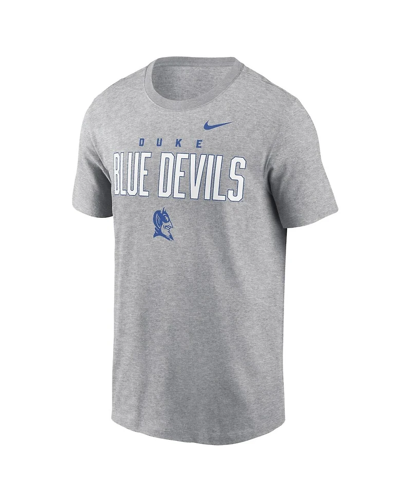 Nike Men's Heather Gray Duke Blue Devils Campus 2-Hit Primary Mascot T-Shirt