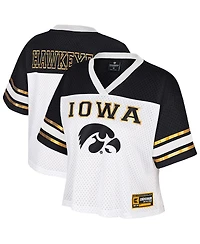 Colosseum Women's White Iowa Hawkeyes Treasure Cropped Football Jersey