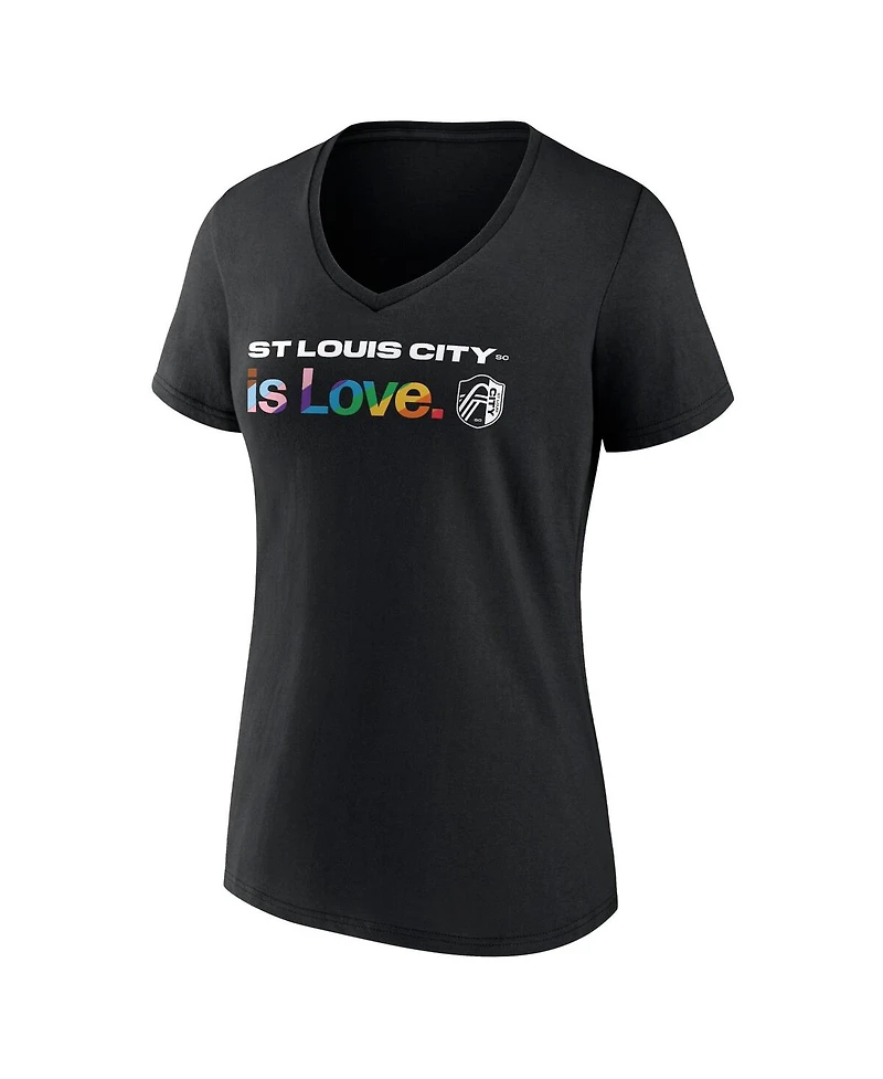 Fanatics Women's Black St. Louis City Sc Lucky Pride V-Neck T-Shirt