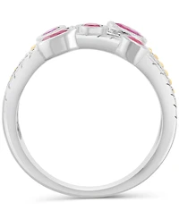 Effy Sapphire (5/8 ct. t.w.) & Diamond (1/10 Triple-Row Ring Sterling Silver (Also Ruby)