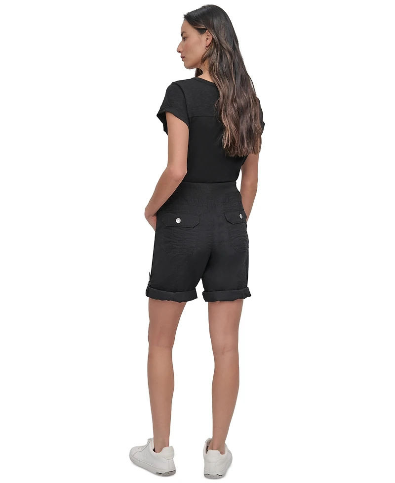 Dkny Sport Women's Smocked-Waist Convertible Shorts