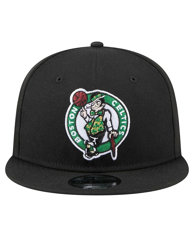 New Era Men's Black Boston Celtics Logo 18x Champs 9FIFTY Snapback Hat
